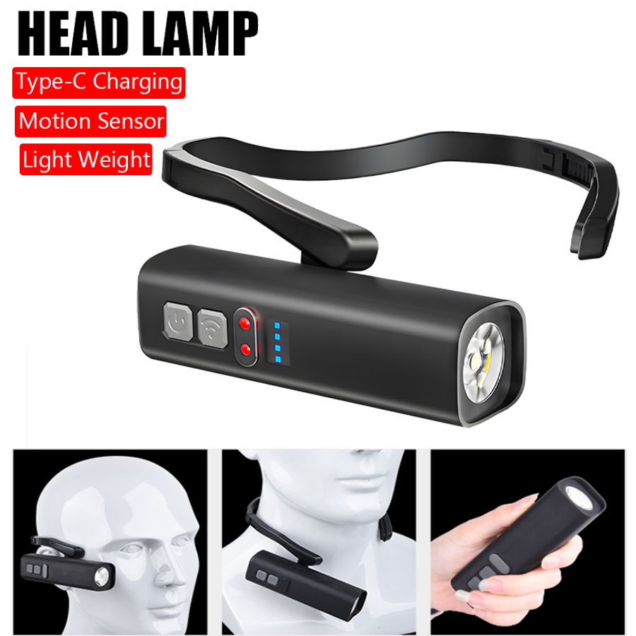 Running Headlamp Led - Lampu Kepala Jepit Super Terang USB
